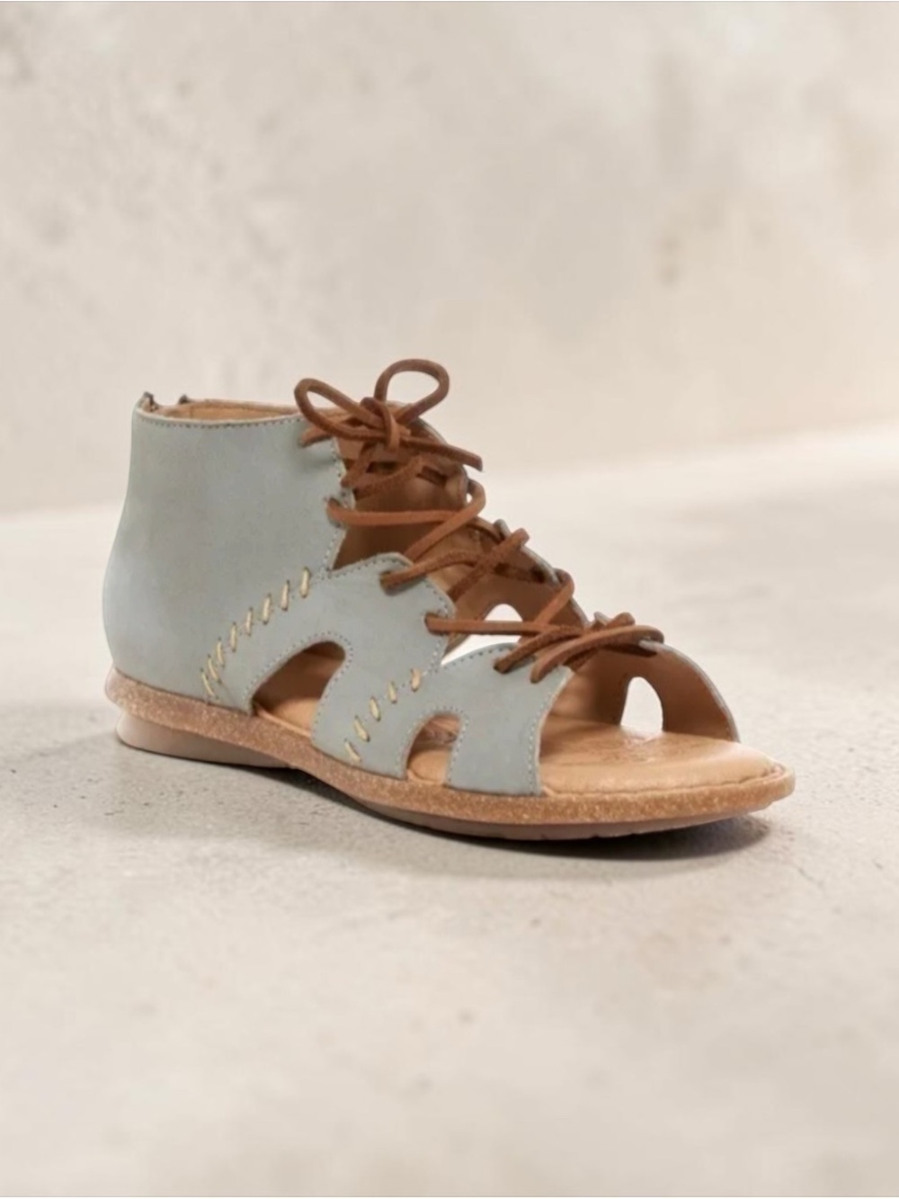 BORN "Nea" Lace-Up Gladiator Sandals Blue-Gray Nubuck Leather Women’s Size 9
